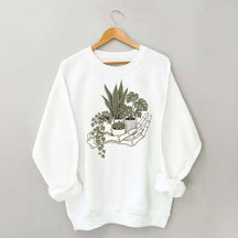 Skeleton Hand Cradling Potted Plants Sweatshirt