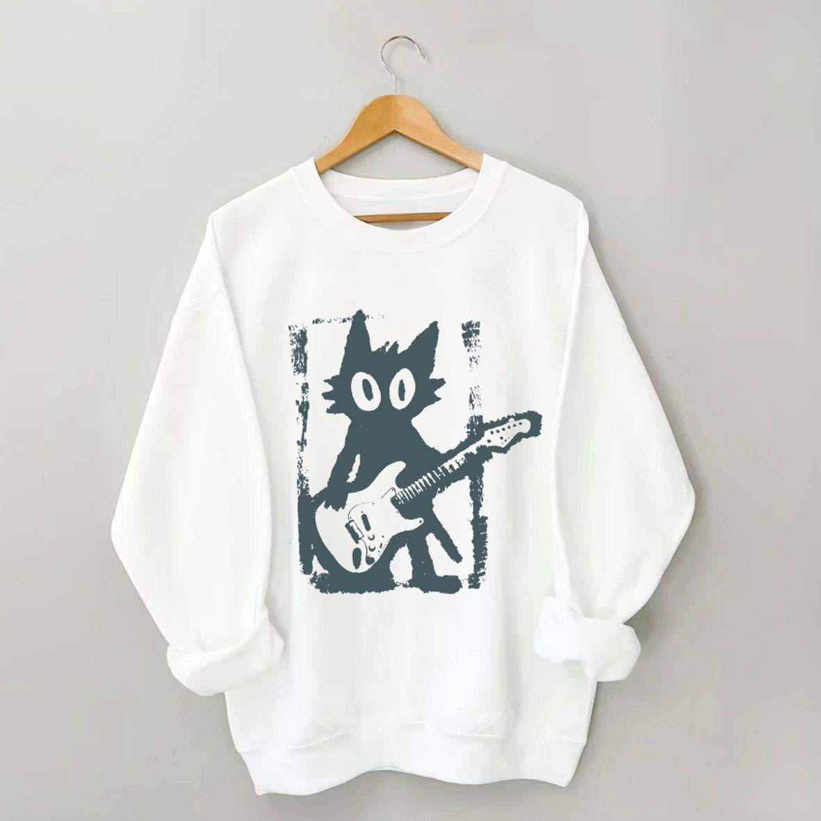 Rock Star Cat Electric Guitar Kitty Sweatshirt
