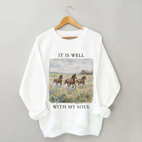 It Is Well With My Soul Horses Floral Sweatshirt