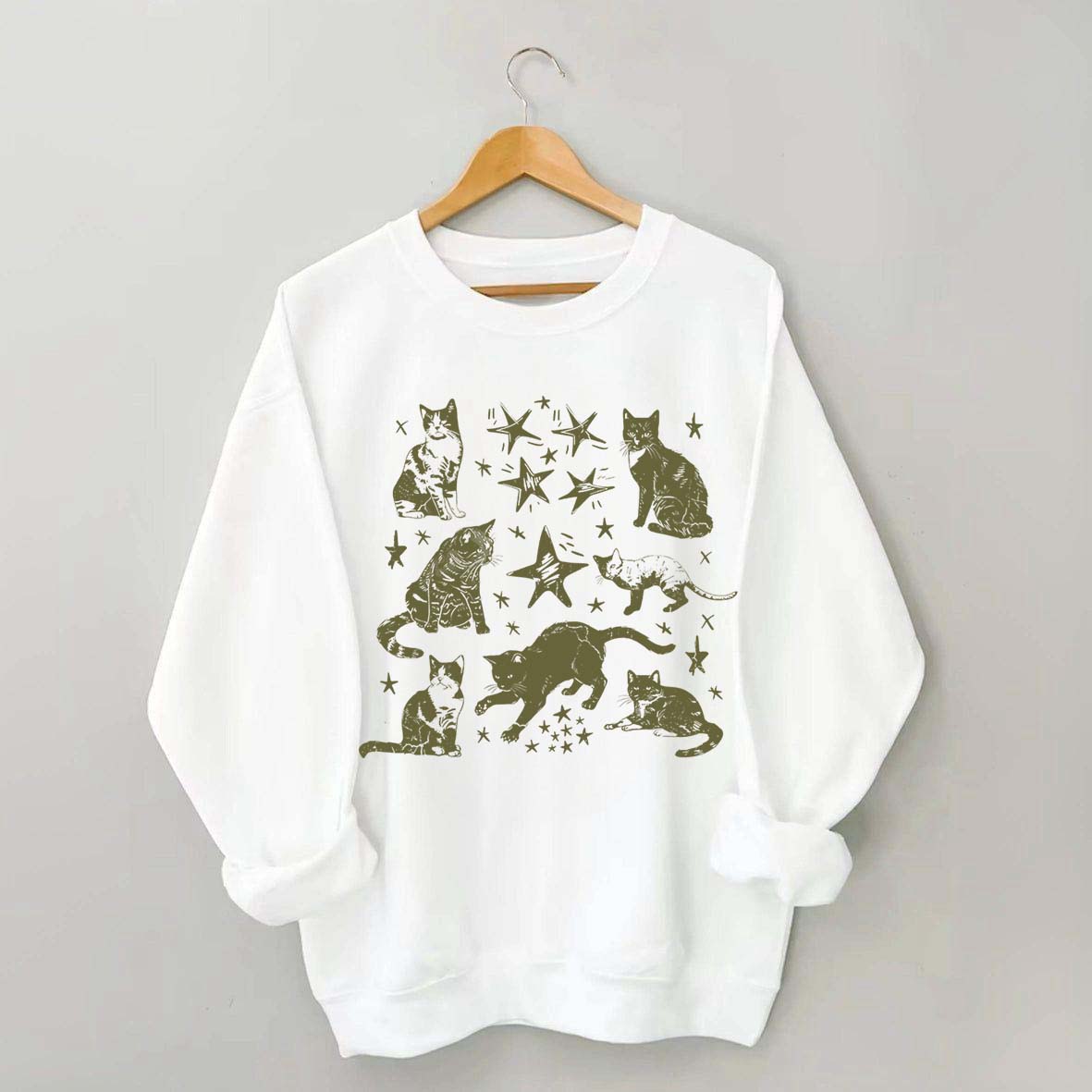 Vintage Cat Star Graphic Sweatshirt