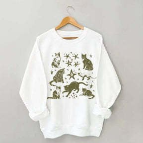 Vintage Cat Star Graphic Sweatshirt