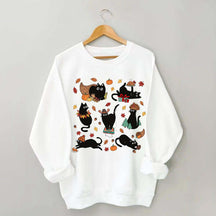 Thanksgiving Retro Black Cat Fall Sweatshirt