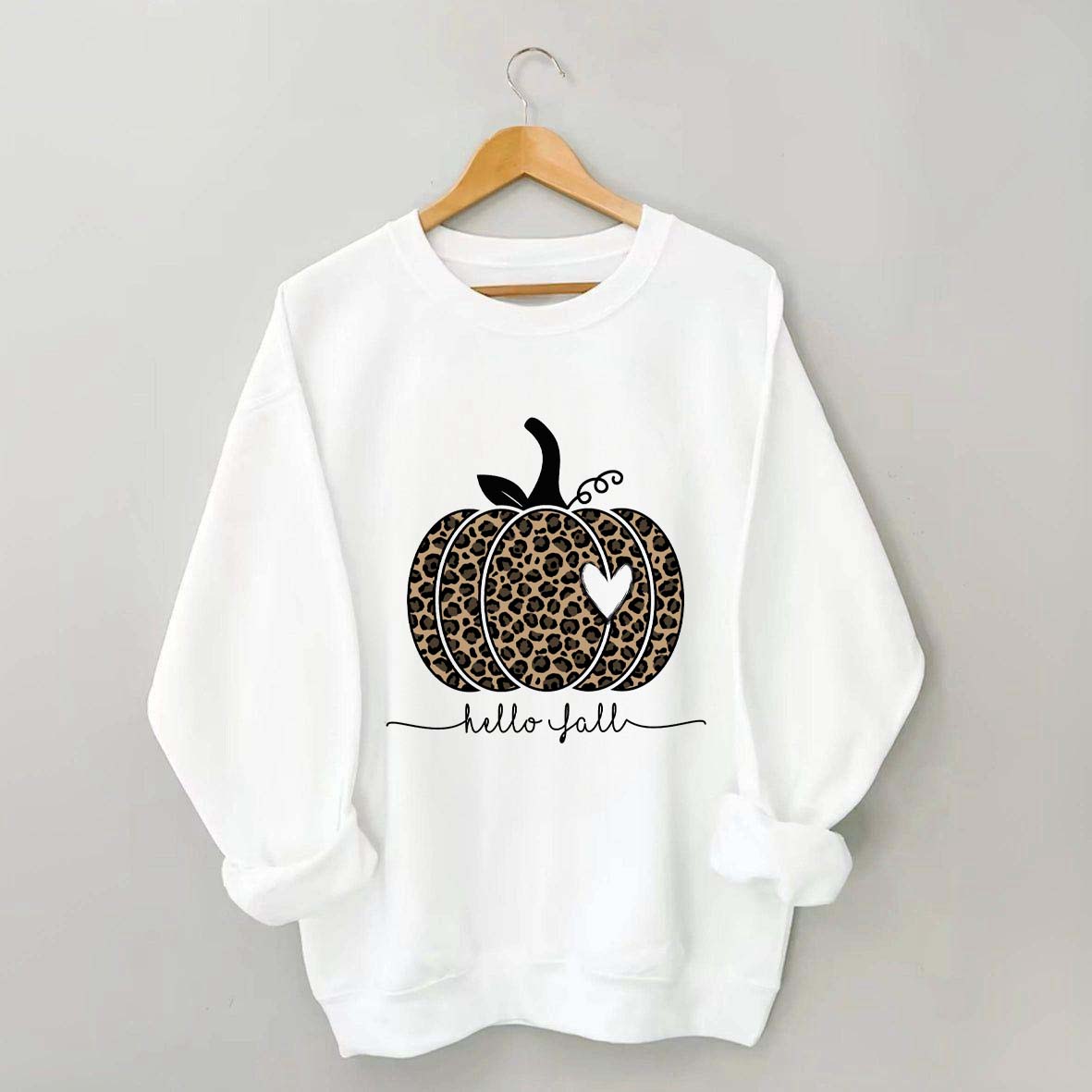 Hello Fall Leopard Pumpkin Sweatshirt