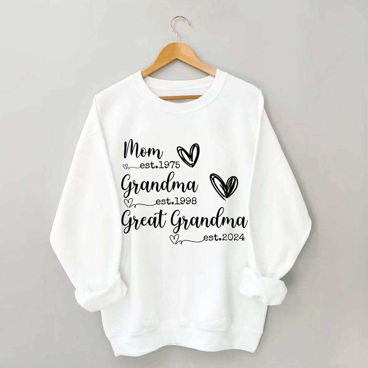 Custom Mom Grandma Great Grandma Est Year Sweatshirt
