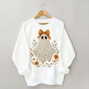 Cute Lace Ghost Bow Spooky Season Sweatshirt