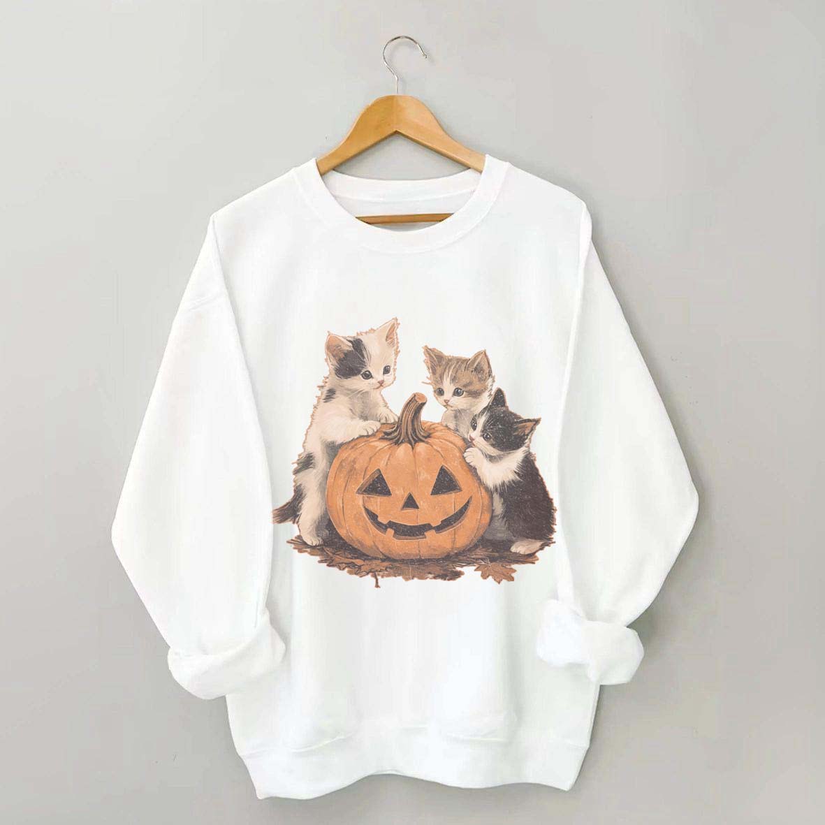 Vintage 90s Cat Halloween Pumpkin Sweatshirt
