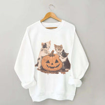 Vintage 90s Cat Halloween Pumpkin Sweatshirt