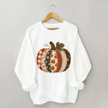 Faux Patchwork Fall Pumpkin Sweatshirt