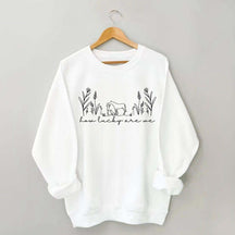How Lucky Are We Horse and Dog Lover Sweatshirt