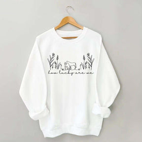 How Lucky Are We Horse and Dog Lover Sweatshirt