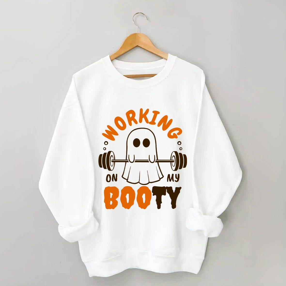Working On My Booty Halloween Ghost Gym Sweatshirt