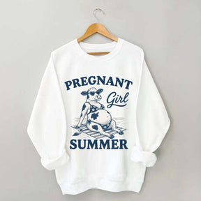 Pregnant Girl Summer Cow Sweatshirt