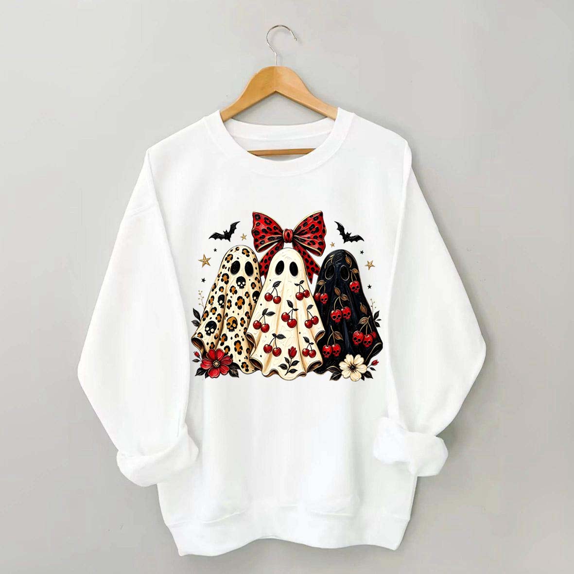 Cherry Ghost Coquette Halloween Sweatshirt