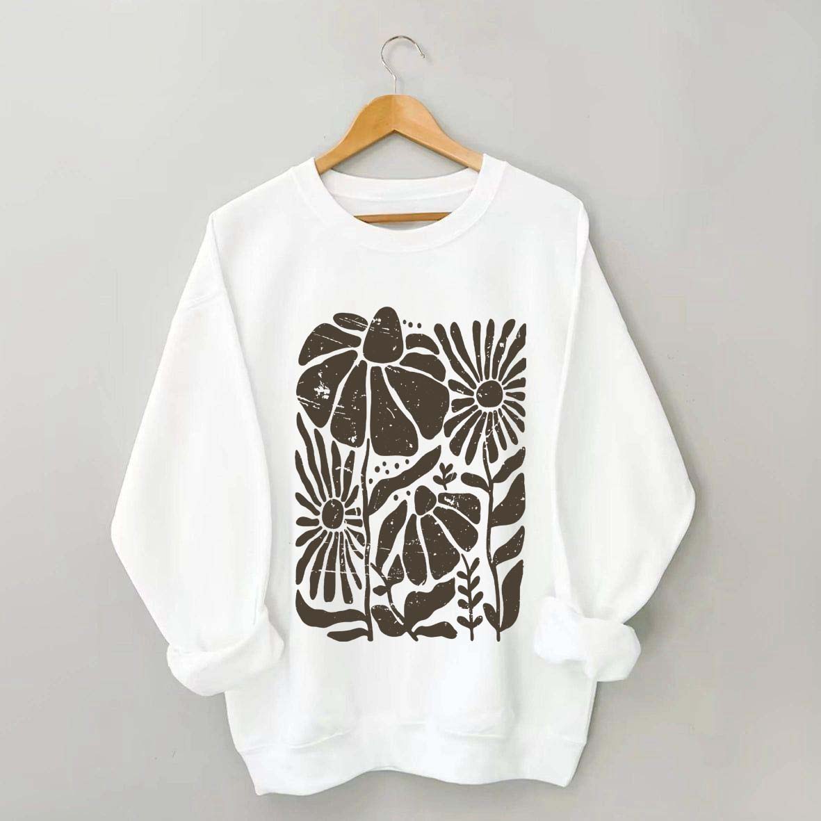 Boho Wildflowers Distressed Flowers Sweatshirt