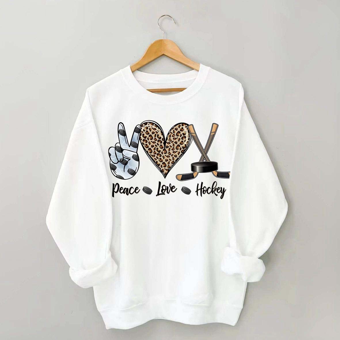 Sports Peace Love Hockey Sweatshirt