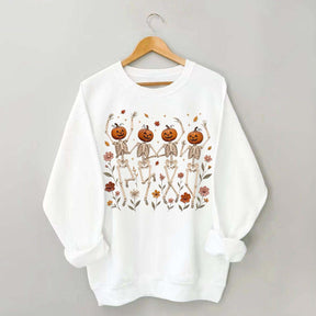 Wildflower Skeleton Preppy Halloween Sweatshirt