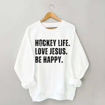 Comfort Colors Hockey Life Love Jesus Sweatshirt
