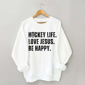 Comfort Colors Hockey Life Love Jesus Sweatshirt