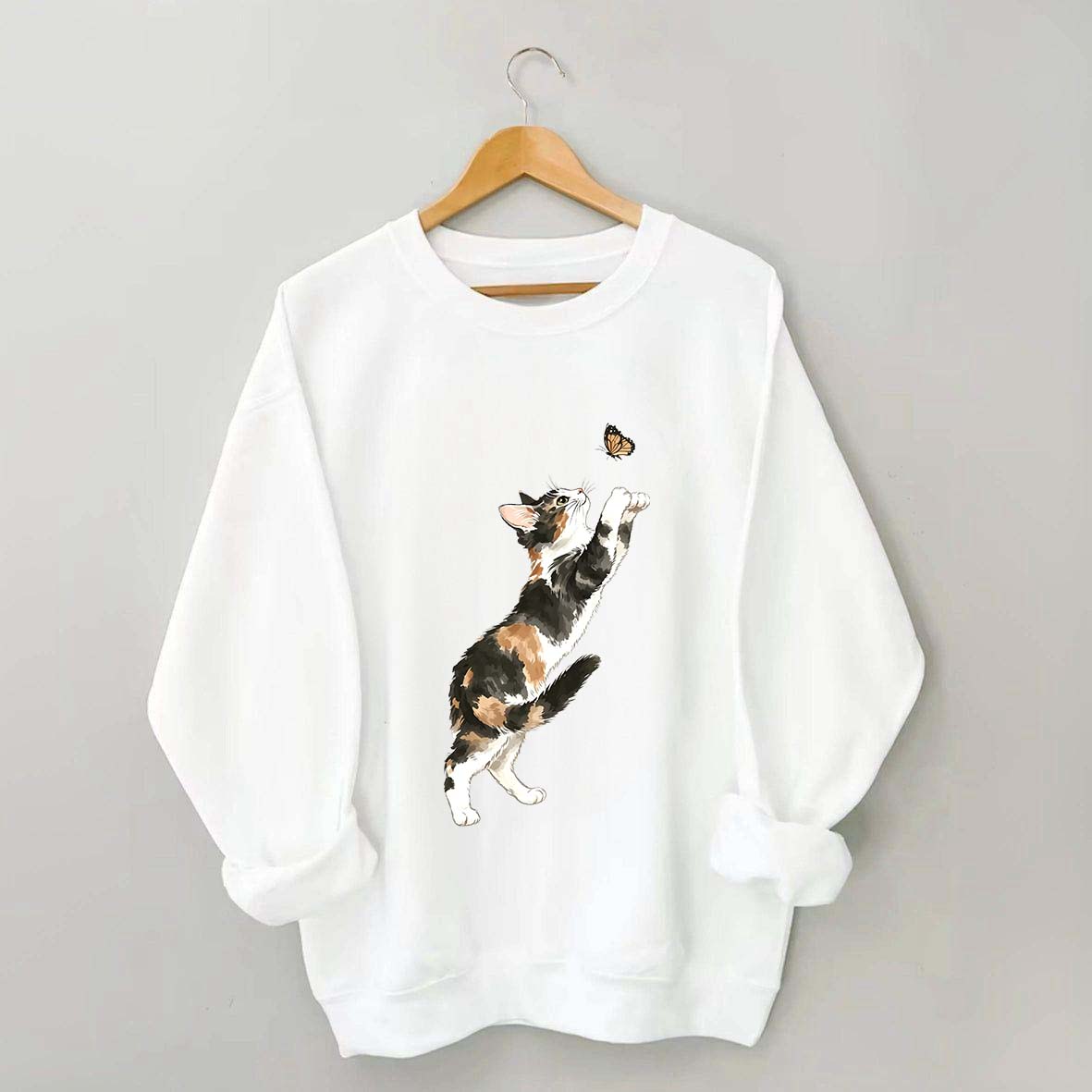 Cute Cat and Butterfly Sweatshirt