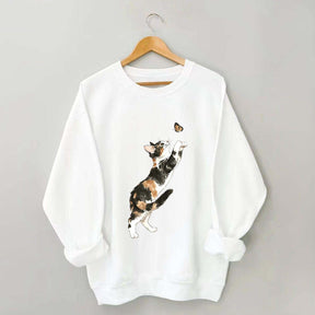 Cute Cat and Butterfly Sweatshirt