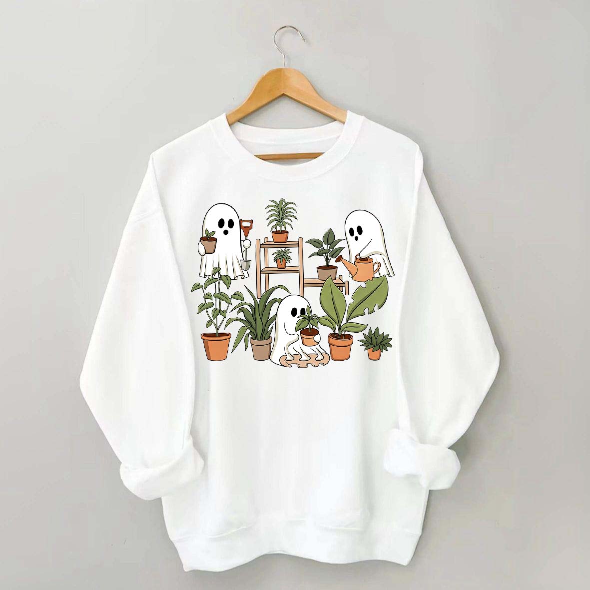Cute Crazy Plant Lady Ghost Sweatshirt