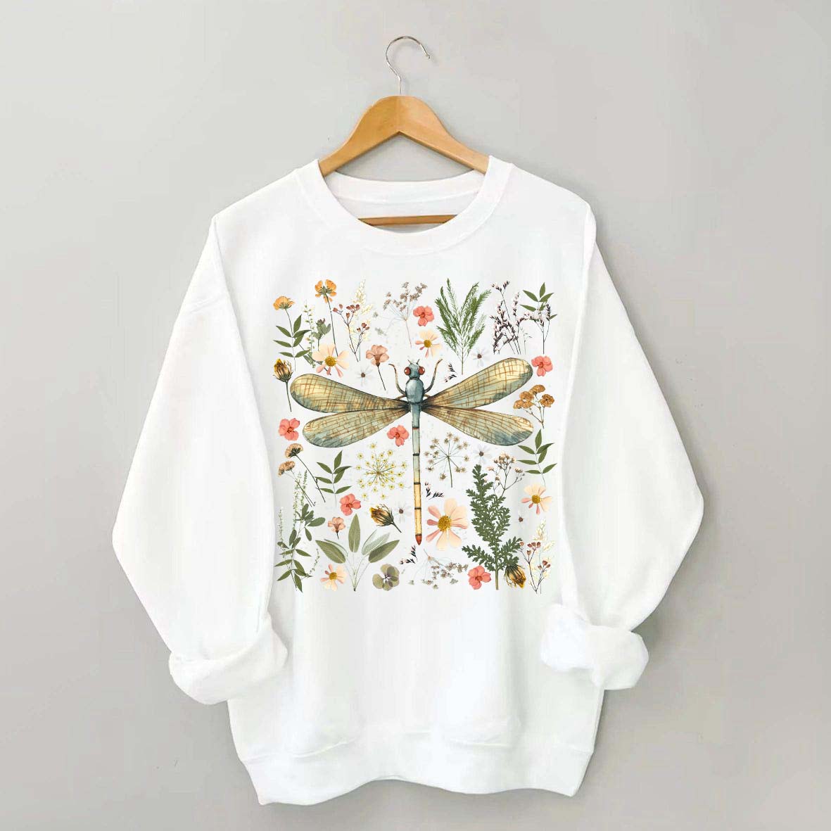 Dragonfly Floral Cottagecore Botanical Retro Sweatshirt