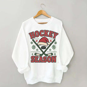 Christmas Hockey Santa Hat Sweatshirt