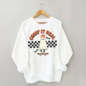 Retro Ghost Creep It Real Halloween Sweatshirt