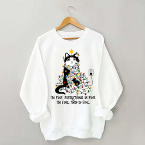Christmas Cat Lights Sweatshirt