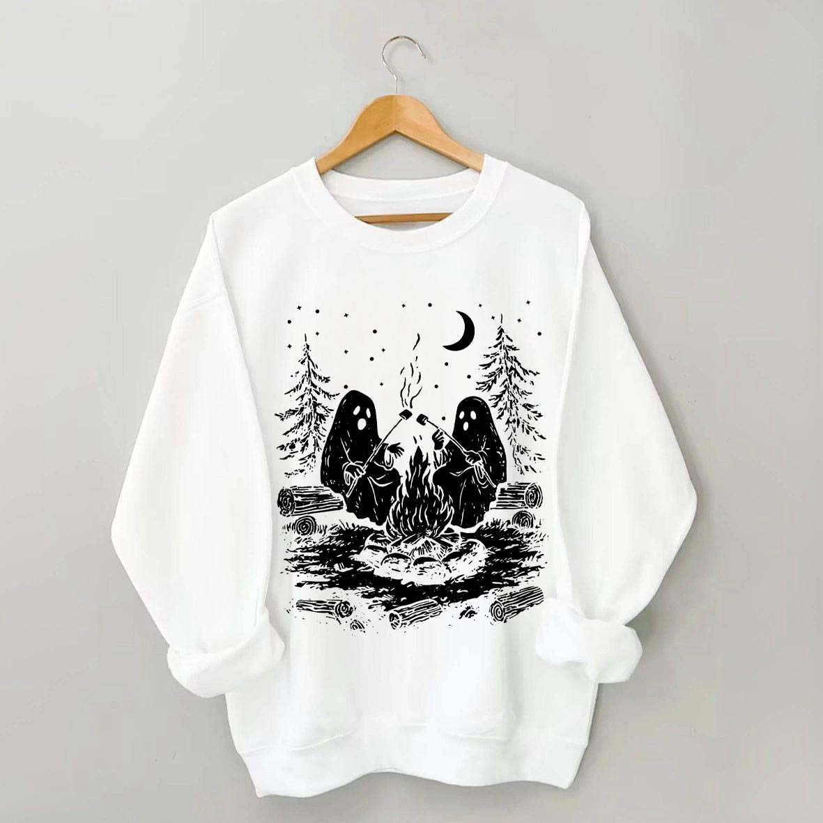 Retro Halloween Ghost Camping Sweatshirt