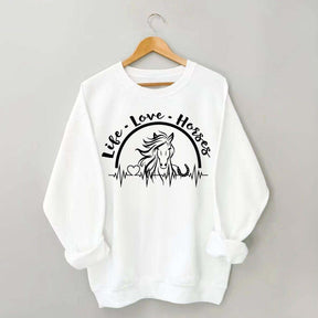 Life Love Horses Heartbeat Sweatshirt