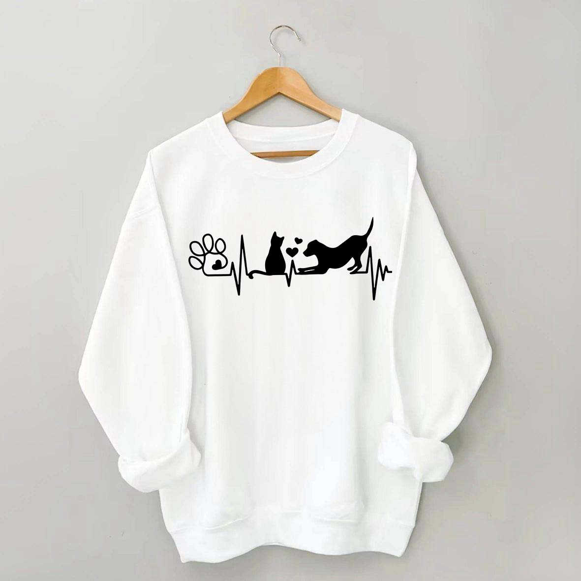 Dog And Cat Mom Heartbeat Sweatshirt
