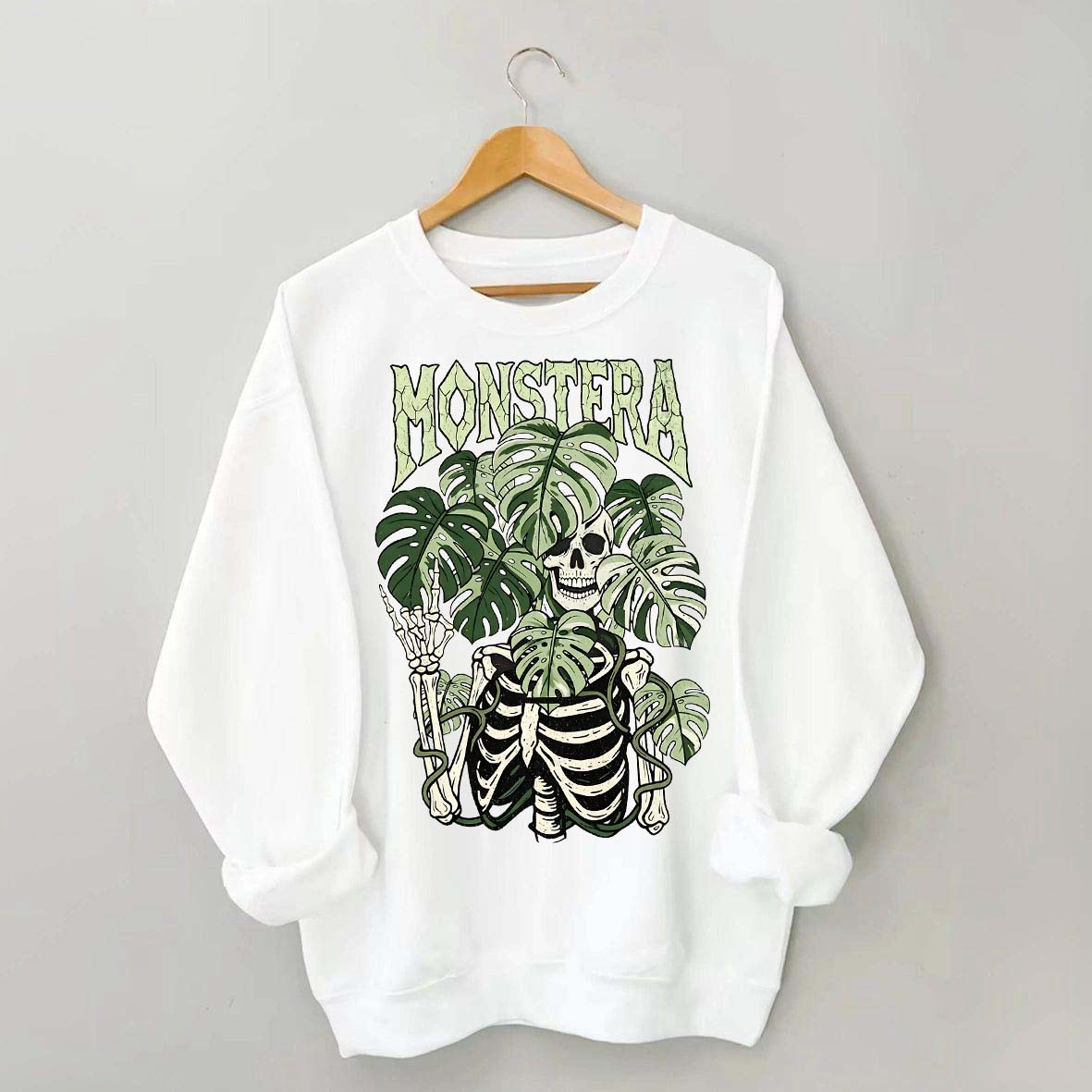 Monstera Skeleton Plant Halloween Sweatshirt
