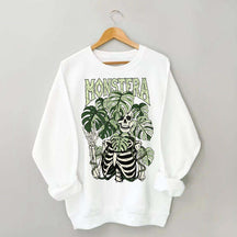 Monstera Skeleton Plant Halloween Sweatshirt