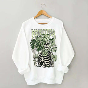 Monstera Skeleton Plant Halloween Sweatshirt