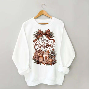 Cozy Christmas Bow Gingerbread Hot Cocoa Holiday Sweatshirt