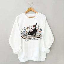 It¡¯s A Good Day To Read A Book Black Cat Sweatshirt