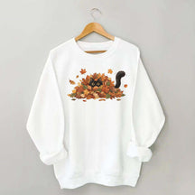 Cute Black Cat Autumn Leaves Sweatshirt