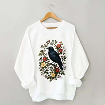 Vintage Raven Gothic Cottagecore Floral Sweatshirt
