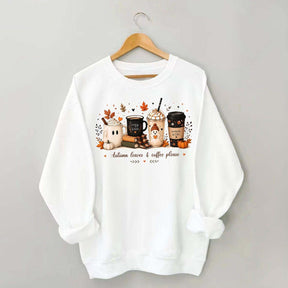 Autumn Leaves and Coffee Please Fall Sweatshirt