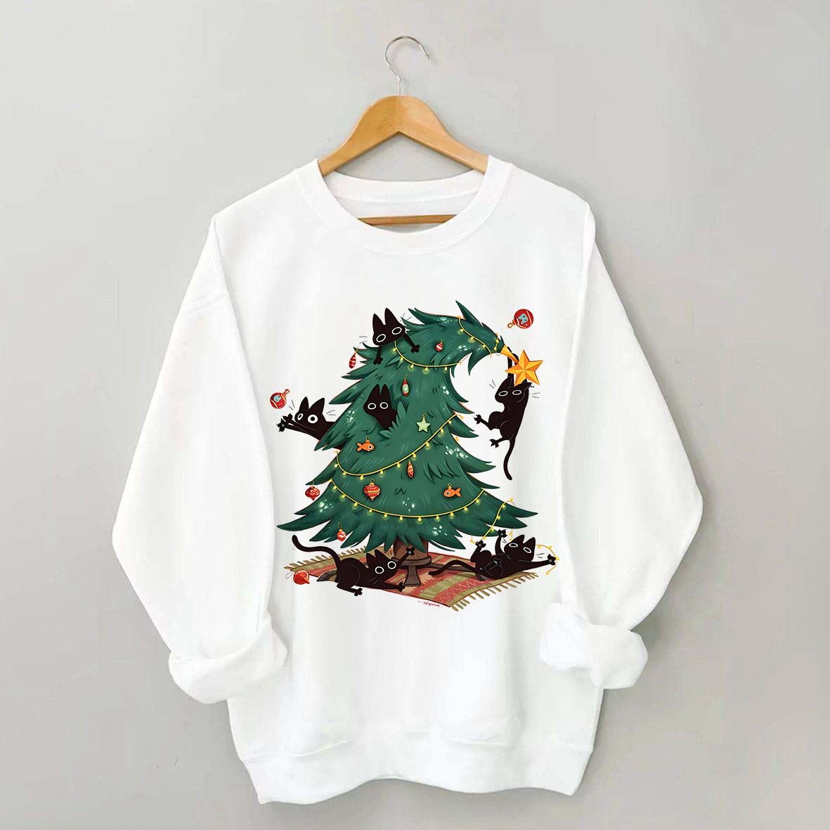 Christmas Tree And Cat Owner Sweatshirt