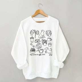 Dogs Plants & Coffee Sweatshirt