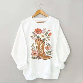 Retro Cowboy Boot Wildflower Sweatshirt