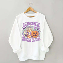 Spooky Season Ice Coffee Preppy Halloween Sweatshirt