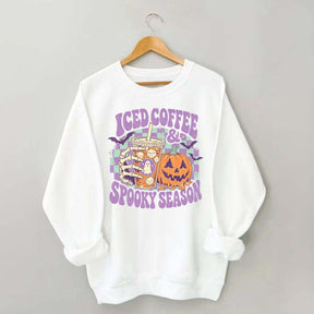 Spooky Season Ice Coffee Preppy Halloween Sweatshirt