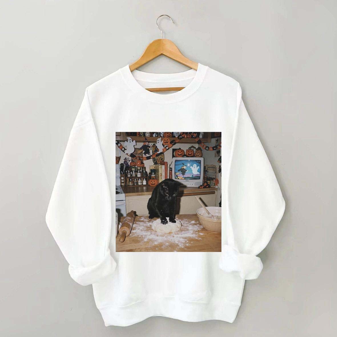 Halloween Black Cat Ghost Sweatshirt