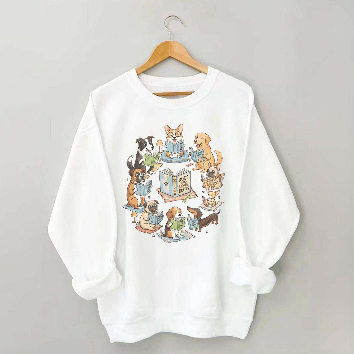 Bookworm Fiction Dog Reading Sweatshirt