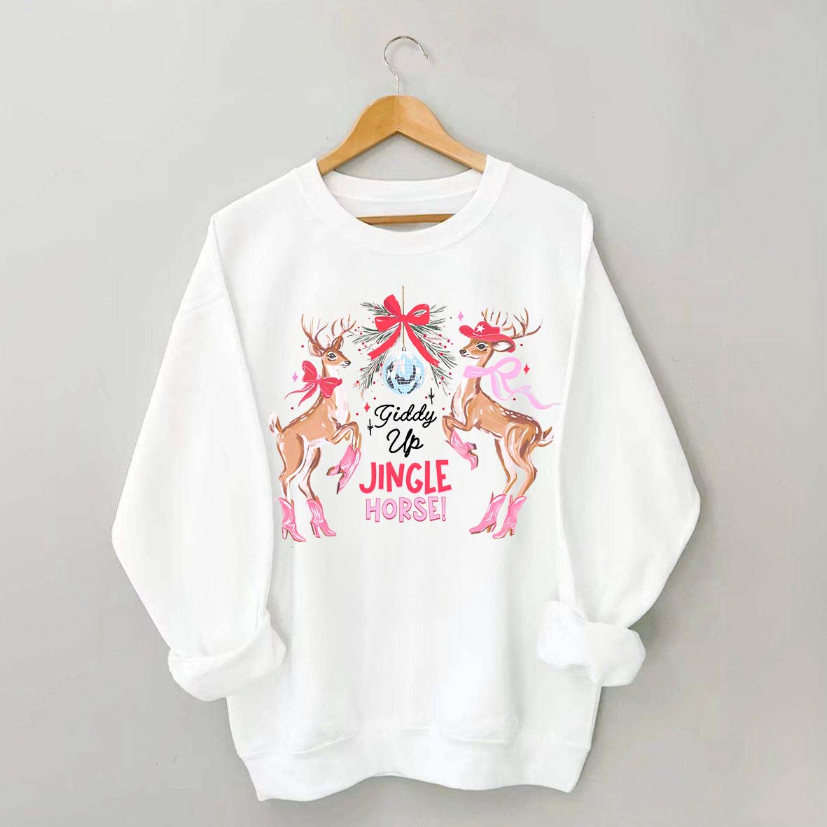 Preppy Cowgirl Christmas Reindeer Sweatshirt