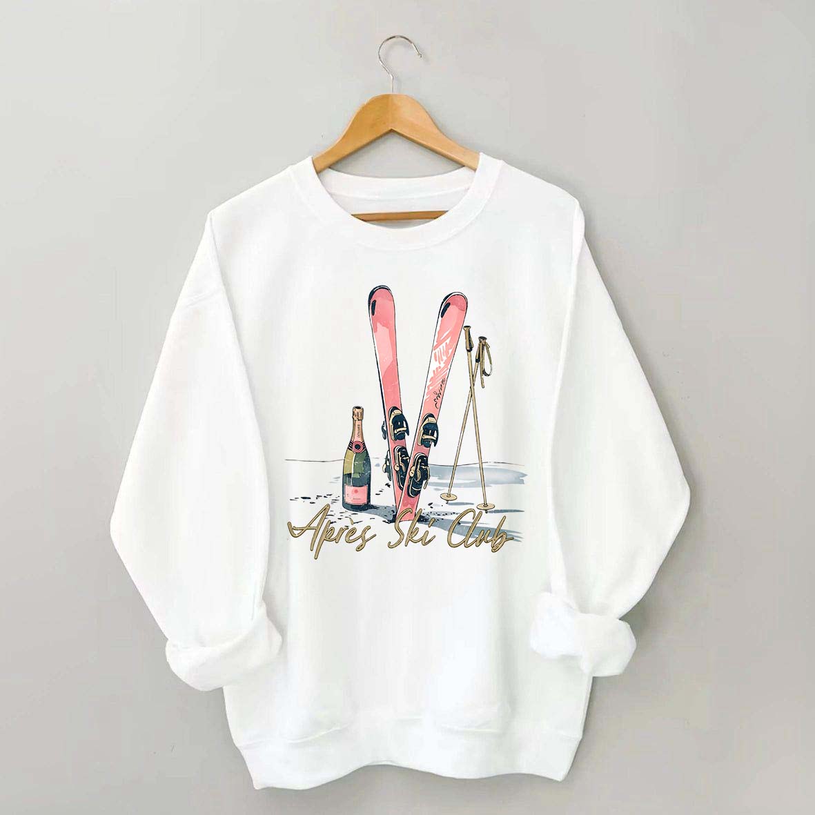 Apres Ski Champagner Skifahrer Sweatshirt