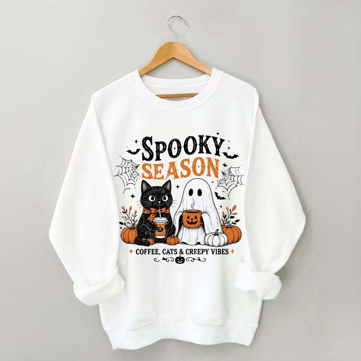 Spooky Season Coffee Cats & Creepy Vibes Sweatshirt